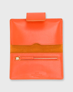 Small Phone Wallet Clutch in Orange Leather