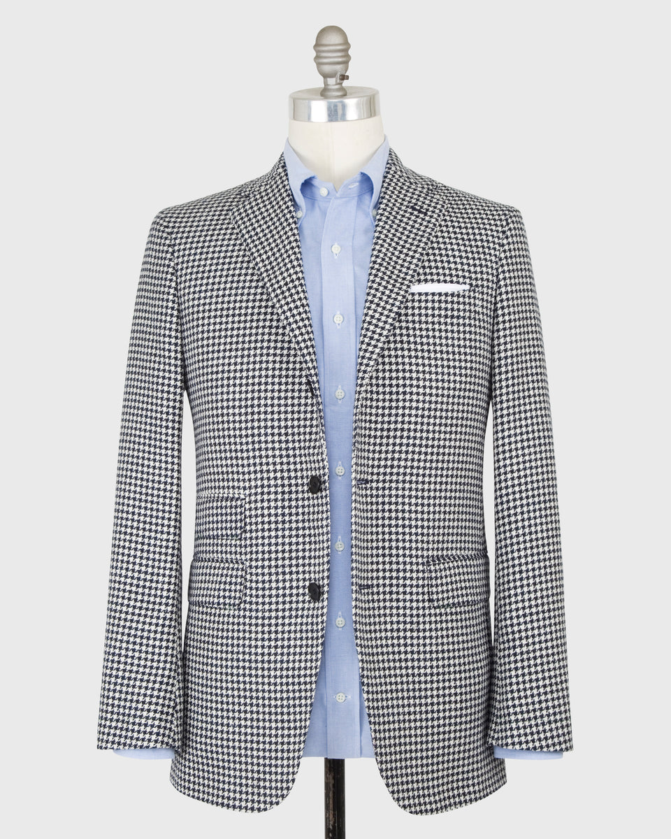 Virgil No. 2 Jacket in Navy/Bone Houndstooth | Shop Sid Mashburn