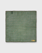 Load image into Gallery viewer, Hand-Rolled Pocket Square in Green/Brown/Yellow Oval Foulard
