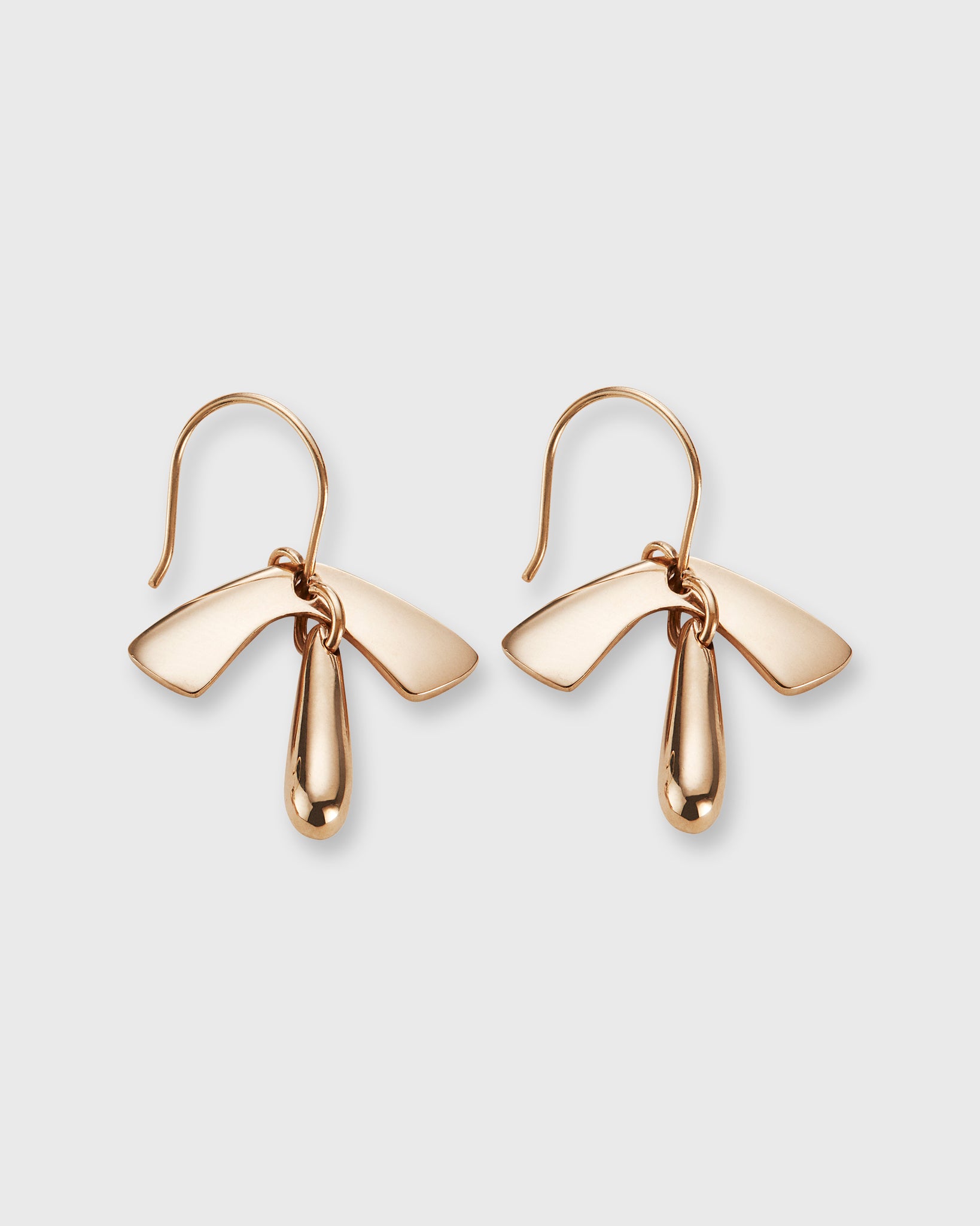 Leaf and Drop Earrings in Gold-Plated Brass