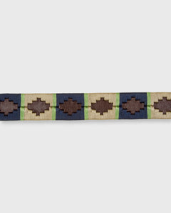 1 1/8" Polo Belt in Khaki/Navy/Sage Chocolate Leather