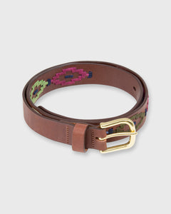 1 1/8" Polo Belt in Berry/Green/Navy Multi Medium Brown Leather