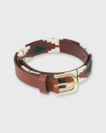 Load image into Gallery viewer, 1 1/8" Polo Belt in Green/Bone Medium Brown Leather