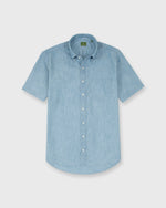 Load image into Gallery viewer, Short-Sleeved Button-Down Sport Shirt in Extra Light Washed Indigo Chambray

