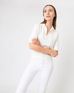 Load image into Gallery viewer, Half-Sleeved Georgina Sweater in Ivory Cotton/Silk