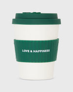 Load image into Gallery viewer, 12 oz. Reusable Coffee Cup in White/Green
