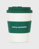 Load image into Gallery viewer, 12 oz. Reusable Coffee Cup in White/Green