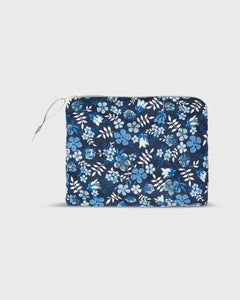 Small Zip Pouch in Blue Edenham Liberty Fabric