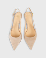 Load image into Gallery viewer, Kitten Heel Slingback in Pebble Suede