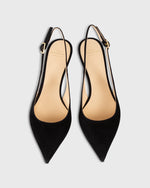 Load image into Gallery viewer, Kitten Heel Slingback in Black Suede