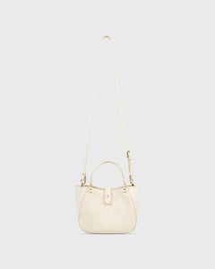 Small Annalisa Satchel Bag in Beige Leather