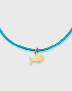Load image into Gallery viewer, Fish Charm Bracelet in Gold/Seafoam Green Cord