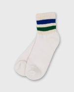 Load image into Gallery viewer, Retro Stripe Quarter Crew Socks in Royal/Kelly