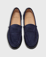 Load image into Gallery viewer, Lug Sole Loafer in Navy Suede