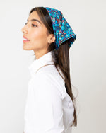 Load image into Gallery viewer, Anyway Scarf in Blue Dreams Of Summer Liberty Fabric Silk