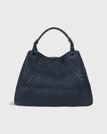 Load image into Gallery viewer, Cate Handwoven Satchel Bag in Navy Leather