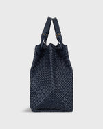 Load image into Gallery viewer, Cate Handwoven Satchel Bag in Navy Leather
