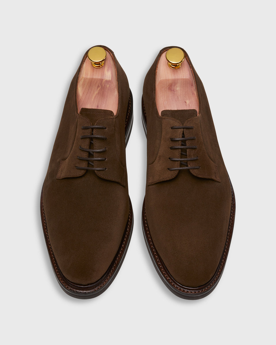 Five-Eyelet Blucher in Chocolate Suede | Shop Sid Mashburn
