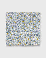 Load image into Gallery viewer, Hand-Rolled Cotton Print Pocket Square in Blue/Yellow Floriana Liberty Fabric