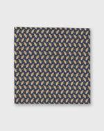 Load image into Gallery viewer, Hand-Rolled Cotton Print Pocket Square in Navy/Gold Paisley Feather Liberty Fabric