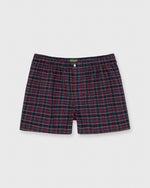 Load image into Gallery viewer, Button-Front Boxer Short in Navy Tartan Poplin