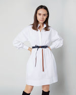 Load image into Gallery viewer, 1" Reversible Wrap Leather Belt in Navy/English Tan