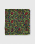 Load image into Gallery viewer, Hand-Rolled Pocket Square in Olive Paisley