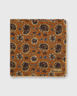 Load image into Gallery viewer, Hand-Rolled Pocket Square in Caramel Paisley