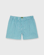 Load image into Gallery viewer, Button-Front Boxer Short in Surf/Navy Plaid Poplin