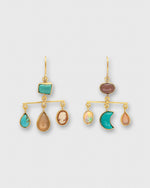 Load image into Gallery viewer, Balance Drop Earrings in Taupe/Turquoise