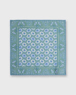 Load image into Gallery viewer, Hand-Rolled Linen/Cotton Print Pocket Square in Green/Blue Paisley