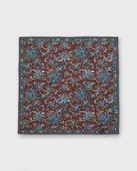 Load image into Gallery viewer, Linen/Cotton Print Pocket Square in Brown/Blue/Green Large Floral