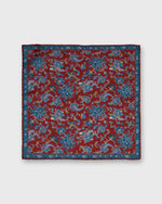 Load image into Gallery viewer, Hand-Rolled Linen/Cotton Print Pocket Square in Red/Blue Large Floral