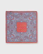 Load image into Gallery viewer, Hand-Rolled Linen/Cotton Print Pocket Square in Red Paisley