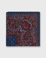 Load image into Gallery viewer, Linen/Cotton Print Pocket Square in Navy Paisley