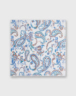 Load image into Gallery viewer, Hand-Rolled Linen/Cotton Print Pocket Square in Bone/Blue/Tan Paisley Floral