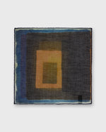 Load image into Gallery viewer, Hand-Rolled Cotton/Linen Print Pocket Square in Blue/Multi Abstract Square
