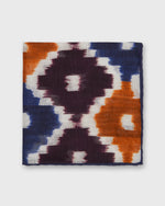 Load image into Gallery viewer, Hand-Rolled Cotton/Linen Print Pocket Square in Ginger/Navy Ikat