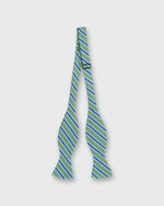 Load image into Gallery viewer, Silk Bow Tie in Green/Light Blue/Navy Stripe