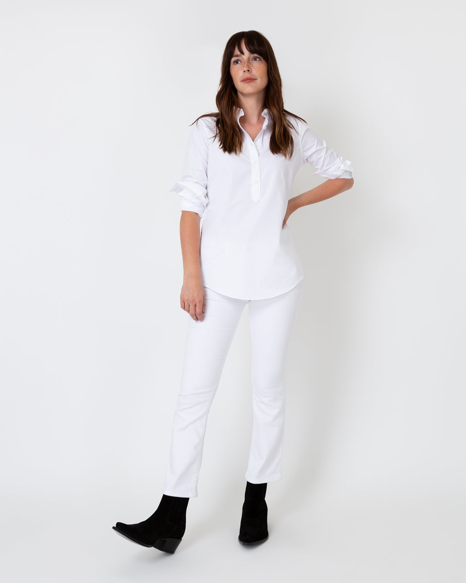 Tomboy Popover Shirt in White Poplin | Shop Ann Mashburn