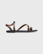 Load image into Gallery viewer, Diagonal Strap Sandal in Dark Brown Leather