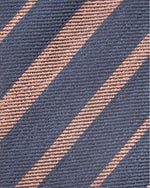 Load image into Gallery viewer, Linen/Silk Woven Tie in Navy/Orange Stripe
