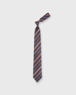 Load image into Gallery viewer, Linen/Silk Woven Tie in Navy/Orange Stripe