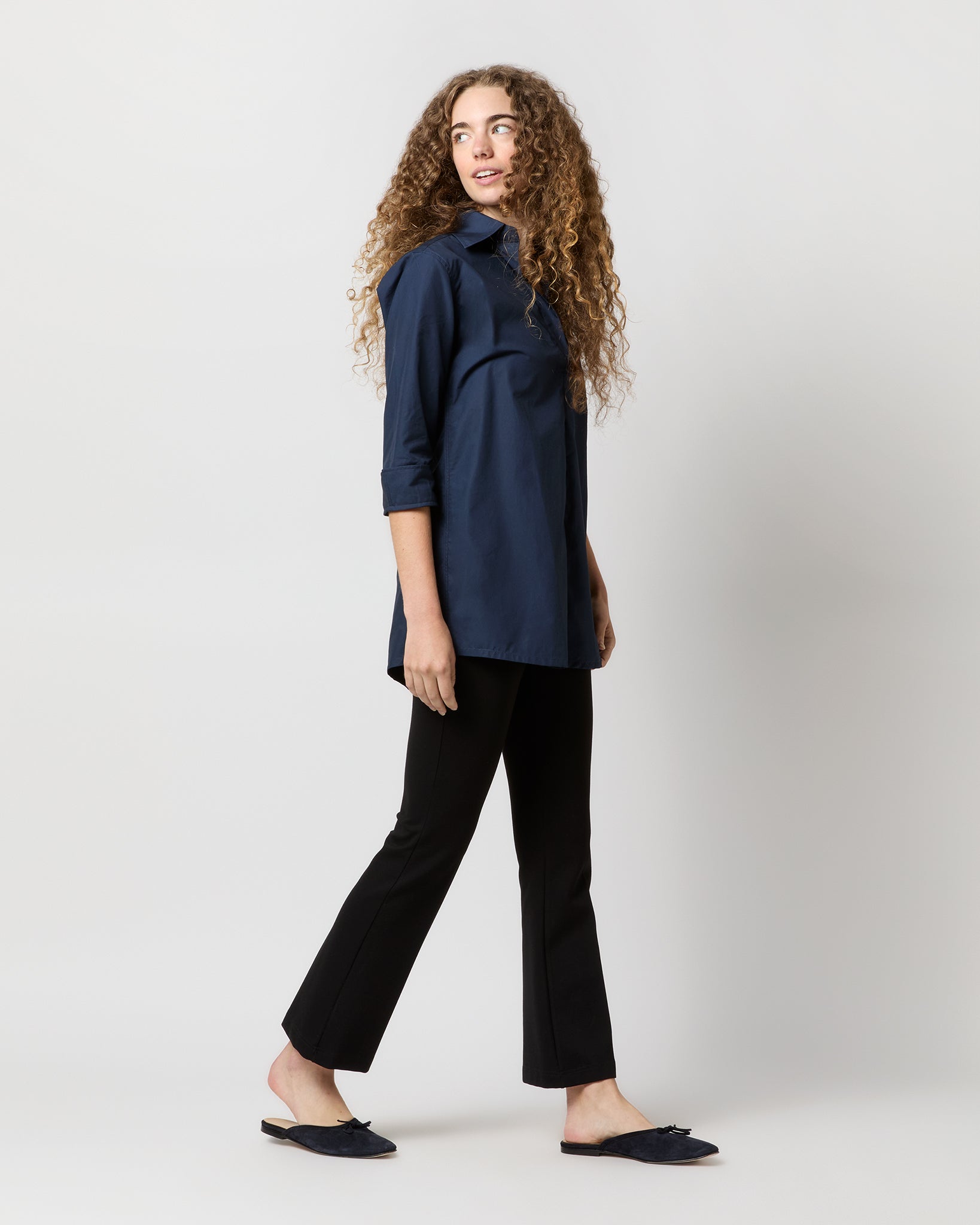 Designer Tunic in Navy Poplin