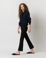 Load image into Gallery viewer, Tie-Neck Blouse in Navy Silk Crepe de Chine
