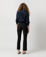 Load image into Gallery viewer, Tie-Neck Blouse in Navy Silk Crepe de Chine

