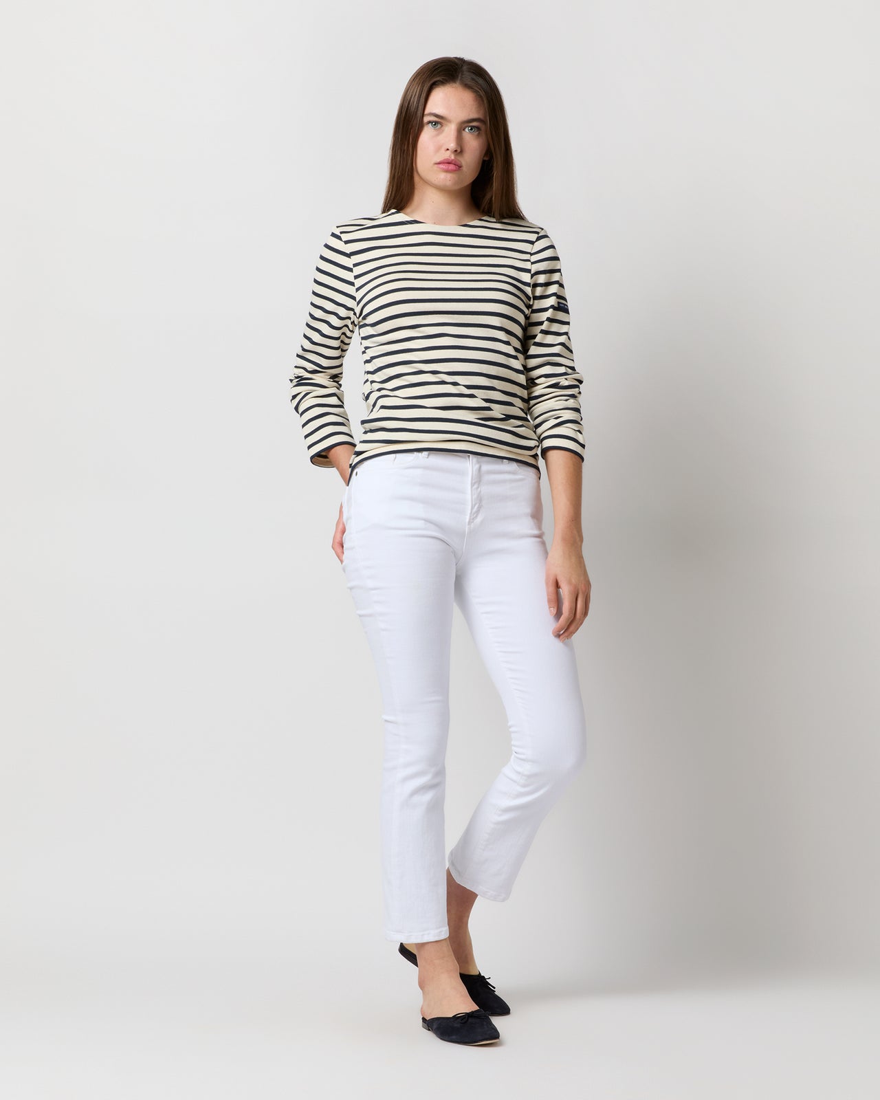 Modern Meridien Tee in Ecru/Marine Stripe