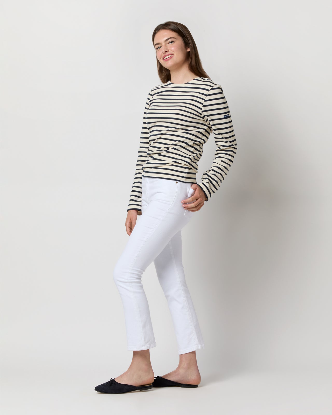 Modern Meridien Tee in Ecru/Marine Stripe