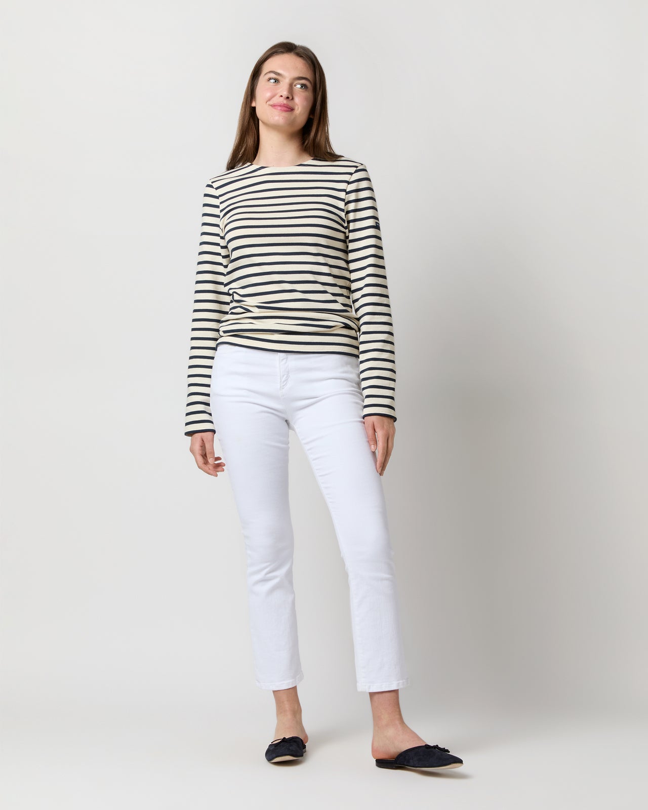 Modern Meridien Tee in Ecru/Marine Stripe
