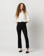 Load image into Gallery viewer, Faye Flare Cropped Pant in Black Waffle Crepe
